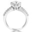 Round Cut Diamond Multi-Stone Shared-Prong Vintage Halo Engagement Ring with Round Diamond Accents in White Gold - #HR4529-W