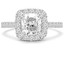 Cushion Cut Diamond Multi-Stone 4-Prong Vintage Halo Engagement Ring with Round Diamond Accents in White Gold - #HR6262-W-CU