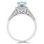 Princess Cut Blue Diamond Multi-Stone Split-Shank V-Prong Vintage Halo Engagement Ring with Round White Diamond Accents in White Gold - #HR6313-W-BLUE