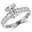 Cushion Cut Diamond Multi-Stone 4-Prong Engagement Ring with Round Diamond Accents in White Gold - #LOCAL-NOVO-MD-P-W