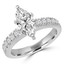 Marquise Cut Diamond Multi-Stone 6-Prong Engagement Ring with Round Diamond Accents in White Gold - #2457L-W-MQ