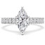 Marquise Cut Diamond Multi-Stone 6-Prong Engagement Ring with Round Diamond Accents in White Gold - #2457L-W-MQ