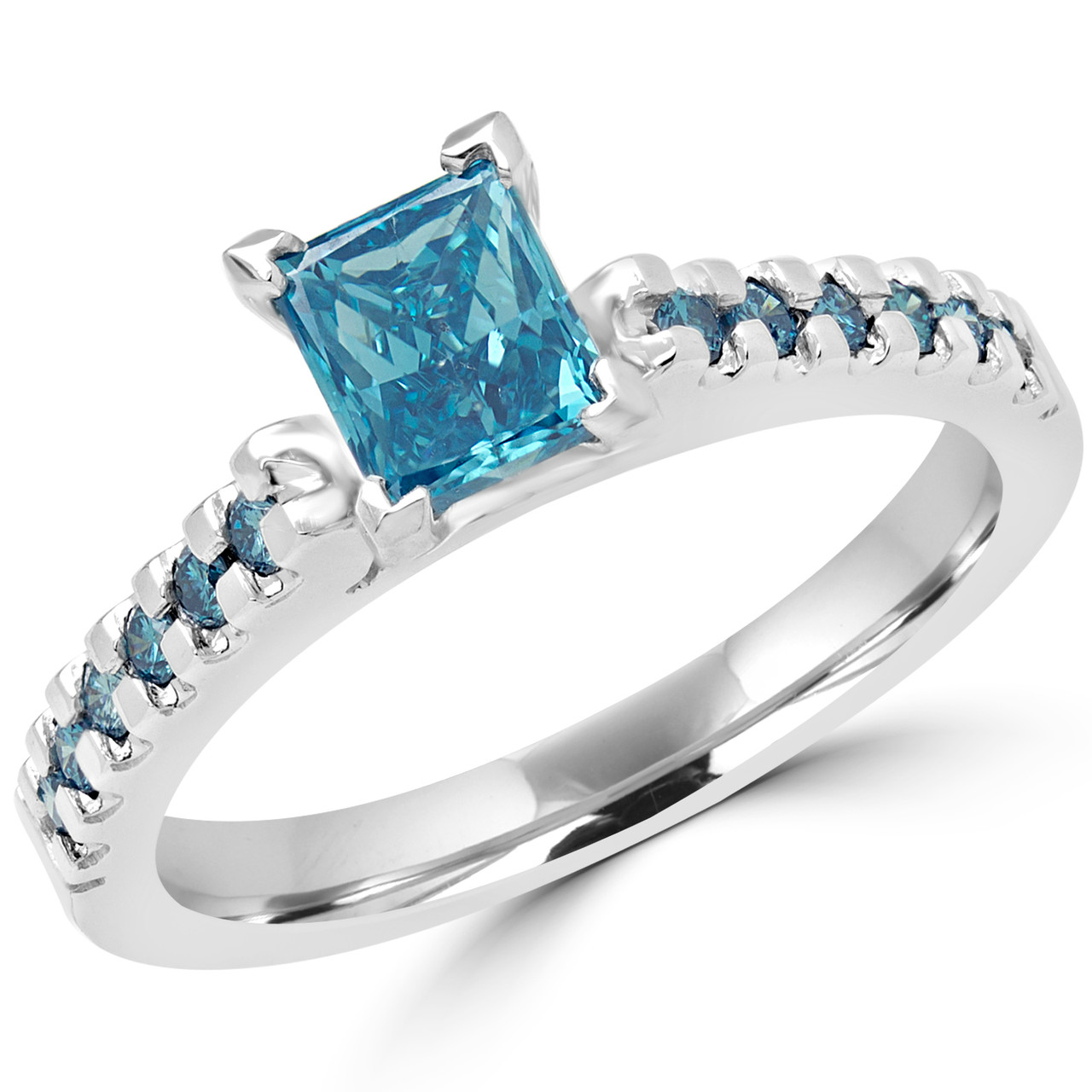 Princess Cut Blue Diamond Rings | Bijoux Majesty