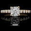 Cushion Cut Diamond Multi-Stone 4-Prong Engagement Ring with Round Diamond Accents in Yellow Gold - #HR10360-Y-CU