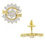 Round Cut Diamond Multi-Stone Prong-Set Sunburst Flower Motif Fashion Stud Earrings with Screwbacks in Yellow Gold - #MD-E-WIGHT-Y
