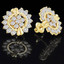 Round Cut Diamond Multi-Stone Prong-Set Sunburst Flower Motif Fashion Stud Earrings with Screwbacks in Yellow Gold - #MD-E-WIGHT-Y