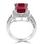 Emerald Cut Treated Red Ruby Multi-Stone 4 Double-Prong Halo Cocktail Ring with Round White Diamond Accents in White Gold - #CFQT6