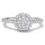 Round Cut Diamond Multi-Stone Cluster Shared-Prong Halo Engagement Ring in White Gold - #FROH0001