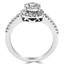 Round Cut Diamond Multi-Stone Cluster Shared-Prong Halo Engagement Ring in White Gold - #FROH0001