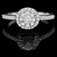Round Cut Diamond Multi-Stone Cluster Shared-Prong Halo Engagement Ring in White Gold - #FROH0001