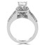 Princess Cut Diamond Multi-Stone 4-Prong Split-Shank Vintage Halo Engagement Ring with Round Diamond Accents in White Gold - #FRCF5270-PR-W