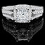 Princess Cut Diamond Multi-Stone 4-Prong Split-Shank Vintage Halo Engagement Ring with Round Diamond Accents in White Gold - #FRCF5270-PR-W