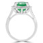 Pear Cut Green Emerald Gemstone Multi-Stone 5-Prong Halo Cocktail Ring with Round White Diamond Accents in White Gold - #CSFRM0069