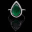 Pear Cut Green Emerald Gemstone Multi-Stone 5-Prong Halo Cocktail Ring with Round White Diamond Accents in White Gold - #CSFRM0069