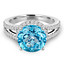 Round Cut Blue Topaz Gemstone Multi-Stone Split-Shank 4-Prong Halo Cocktail Ring with Round White Diamond Accents in White Gold - #HR6265-W-TOP