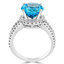 Round Cut Blue Topaz Gemstone Multi-Stone Split-Shank 4-Prong Halo Cocktail Ring with Round White Diamond Accents in White Gold - #HR6265-W-TOP
