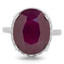 Oval Cut Red Ruby Gemstone Multi-Stone 4-Prong Halo Ring with Round Diamond Accents in White Gold - #FRHT9941-W-RU