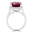 Oval Cut Red Ruby Gemstone Multi-Stone 4-Prong Halo Ring with Round Diamond Accents in White Gold - #FRHT9941-W-RU