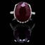 Oval Cut Red Ruby Gemstone Multi-Stone 4-Prong Halo Ring with Round Diamond Accents in White Gold - #FRHT9941-W-RU