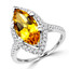Marquise Cut Yellow Sapphire Gemstone Multi-Stone 6-Prong Halo Cocktail Ring with Round White Diamond Accents in White Gold - #CSFR5F7621