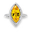 Marquise Cut Yellow Sapphire Gemstone Multi-Stone 6-Prong Halo Cocktail Ring with Round White Diamond Accents in White Gold - #CSFR5F7621