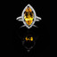 Marquise Cut Yellow Sapphire Gemstone Multi-Stone 6-Prong Halo Cocktail Ring with Round White Diamond Accents in White Gold - #CSFR5F7621
