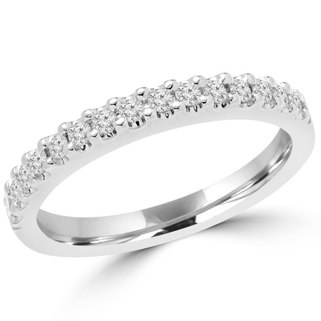 Round Cut Diamond Shared-Prong Wedding Band Ring in White Gold - #2507WS-B-W