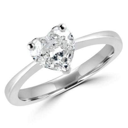 Heart Cut Diamond Solitaire 3-Prong Engagement Ring in White Gold - #SHS2507-W-HEART