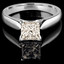 Princess Cut Champagne Diamond Solitaire V-Prong Engagement Ring in White Gold - #1244LP-W-CH