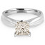 Princess Cut Champagne Diamond Solitaire Tapered Shank V-Prong Engagement Ring in White Gold - #714LP-W-CHM