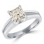 Princess Cut Champagne Diamond Solitaire Split Shank V-Prong Engagement Ring in White Gold - #210LP-W-CHM