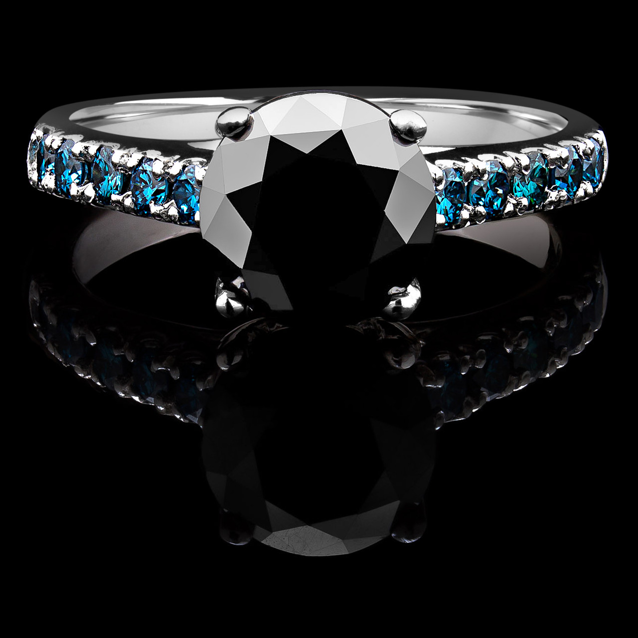 Black and Blue Diamond Engagement Rings Bijoux Majesty