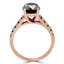 Round Cut Black Diamond Multi-Stone 4-Prong Cathedral-Set Engagement Ring with Round Blue Diamond Accents in Rose Gold - #SM1991-BLK-R