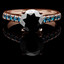 Round Cut Black Diamond Multi-Stone 4-Prong Cathedral-Set Engagement Ring with Round Blue Diamond Accents in Rose Gold - #SM1991-BLK-R