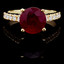 Round Cut Red Ruby Gemstone Multi-Stone 4-Prong Cathedral-Set Vintage Engagement Ring with Round White Diamond Accents in Yellow Gold - #SM1991-Y-RUBY