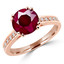 Round Cut Red Ruby Gemstone Multi-Stone 4 Double-Prong Cathedral-Set Vintage Engagement Ring with Round White Diamond Accents in Rose Gold - #SM2361-R-RUBY