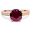 Round Cut Red Ruby Gemstone Multi-Stone 4 Double-Prong Cathedral-Set Vintage Engagement Ring with Round White Diamond Accents in Rose Gold - #SM2361-R-RUBY