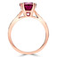 Round Cut Red Ruby Gemstone Multi-Stone 4 Double-Prong Cathedral-Set Vintage Engagement Ring with Round White Diamond Accents in Rose Gold - #SM2361-R-RUBY