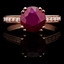 Round Cut Red Ruby Gemstone Multi-Stone 4 Double-Prong Cathedral-Set Vintage Engagement Ring with Round White Diamond Accents in Rose Gold - #SM2361-R-RUBY