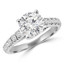 Round Cut Diamond Multi-Stone 4-Prong Cathedral & Trellis-Set Engagement Ring with Round Diamond Accents in White Gold - #SM1991-W