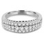 Round Cut Diamond Multi-Stone Three-Row Shared-Prong Wedding Band Ring in White Gold - #ESFH238