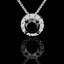 Round Cut Black Diamond Multi-Stone 4-Prong Halo Pendant Necklace with Round Cut White Diamond Accents with Chain in White Gold - #CDPEOC5011