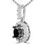 Round Cut Black Diamond Multi-Stone 4-Prong Halo Pendant with Round Cut White Diamond Bar-Set Accents with Chain in White Gold - #CDPEQC7324