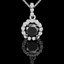 Round Cut Black Diamond Multi-Stone 4-Prong Halo Pendant with Round Cut White Diamond Bar-Set Accents with Chain in White Gold - #CDPEQC7324