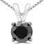 Round Cut Black Diamond 4-Prong Solitaire Pendant Necklace with Chain in White Gold - #CDPEOC5997