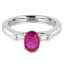 Oval Cut Red Ruby Gemstone Multi-Stone 4-Prong Ring with Baguette Cut White Diamond Accents in White Gold - #CSFRCX4456