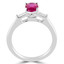 Oval Cut Red Ruby Gemstone Multi-Stone 4-Prong Ring with Baguette Cut White Diamond Accents in White Gold - #CSFRCX4456