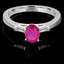 Oval Cut Red Ruby Gemstone Multi-Stone 4-Prong Ring with Baguette Cut White Diamond Accents in White Gold - #CSFRCX4456