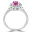 Oval Cut Red Ruby Gemstone Multi-Stone Halo Ring with Round Cut White Diamond Accents in White Gold - #CSFRQ8191