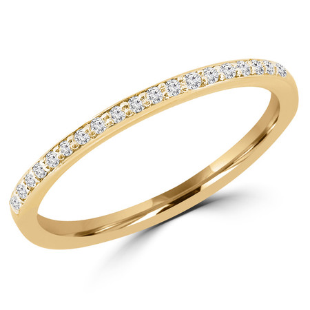 Round Cut Diamond Semi-Eternity Shared-Prong Wedding Band Ring in Yellow Gold - #HR4433-Y